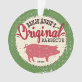 名前をカスタムするのブタのポーク肉BBQのクリスマスのオーナメント オーナメント (正面)