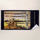 名前をカスタムするのベニス(Venise)のヴィンテージ旅行 ビーチタオル (正面)