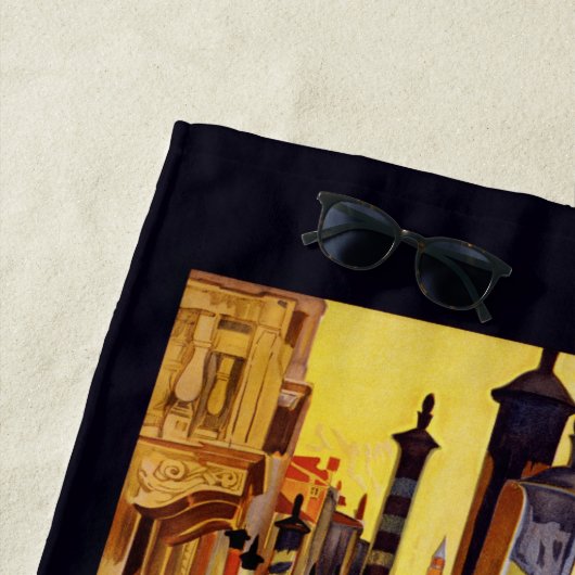 名前をカスタムするのベニス(Venise)のヴィンテージ旅行 ビーチタオル (インサイチュ)