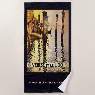 名前をカスタムするのベニス(Venise)のヴィンテージ旅行 ビーチタオル