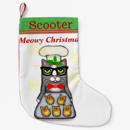 名前をカスタムするのベーキング猫のクリスマスのストッキング ラージクリスマスストッキング