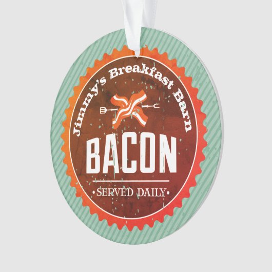 名前をカスタムするのベーコンの朝食のクリスマスのオーナメント オーナメント (正面)