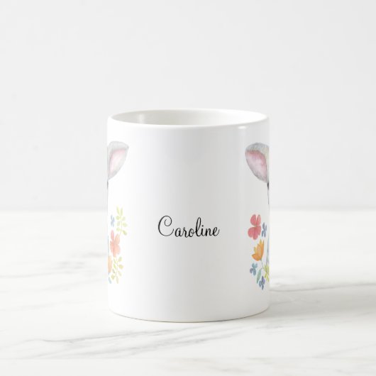 名前をカスタムするのマグのかわいい子ヒツジのヒツジのキリスト教のギフトのマグ コーヒーマグカップ (中央)