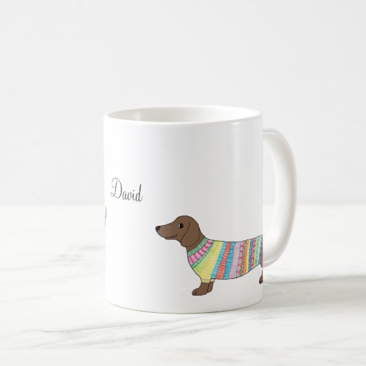 名前をカスタムするのマグのパーソナライズなダックスフントのウインナーのマグ コーヒーマグカップ (正面右)