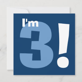 名前をカスタムするのモダンな子供の第3誕生日の青 招待状