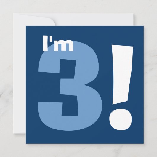 名前をカスタムするのモダンな子供の第3誕生日の青 招待状 (正面)