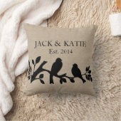 名前をカスタムするのリネンバーラップの素朴なジュート愛鳥 クッション (ブランケット)