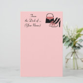 名前をカスタムするのレトロは蹄鉄を打ちます文房具(ピンク)に 便箋 (スタンド正面)