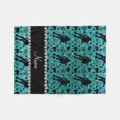 名前をカスタムするのロビン卵の青いグリッターのローラーダービー フリースブランケット (正面(横))