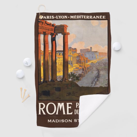 名前をカスタムするのローマイタリアのヴィンテージ旅行 ゴルフタオル (インサイチュ)