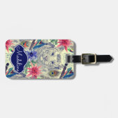 名前をカスタムするのヴィンテージのインドのスタイルのトラパターン ラゲッジタグ (正面横)