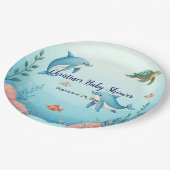 名前をカスタムするの下で海の赤ちゃんシャワー ペーパープレート (アングル)