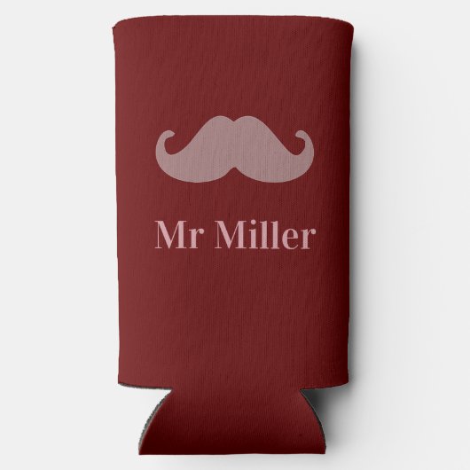 名前をカスタムするの口ひげを追加 スリム缶クーラー (裏面)