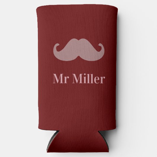 名前をカスタムするの口ひげを追加 スリム缶クーラー (正面)