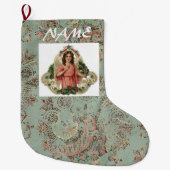 名前をカスタムするの天使のクリスマスのストッキング ラージクリスマスストッキング (正面)