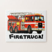 名前をカスタムするの子供の普通消防車のジグソーパズル ジグソーパズル (横)