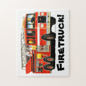 名前をカスタムするの子供の普通消防車のジグソーパズル ジグソーパズル (縦)