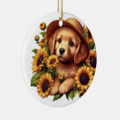 名前をカスタムするの子犬 セラミックオーナメント (右)