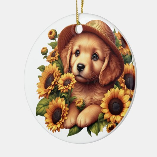 名前をカスタムするの子犬 セラミックオーナメント (左)