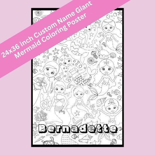 名前をカスタムするの巨大な人魚の子供の着色ポスター ポスター