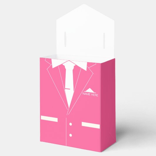 名前をカスタムするの愛用ボックスとピンクのスーツとネクタイ フェイバーボックス (オープン)