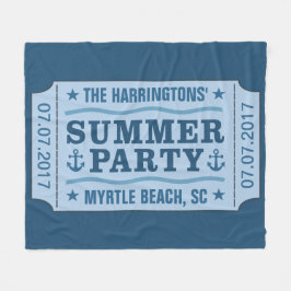 名前をカスタムするの日付と場所「パーティーチケット」毛布 フリースブランケット