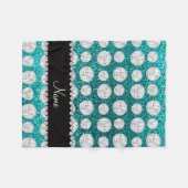 名前をカスタムするの明るい水のグリッターのバレーボール フリースブランケット (正面(横))