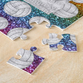 名前をカスタムするの明るい虹のグリッターのバレーボール ジグソーパズル (側面)