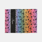 名前をカスタムするの明るい虹のグリッターのフィギュアスケート フリースブランケット (正面(横))