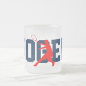 名前をカスタムするの曇らされたガラスのテニス選手のマグのギフト フロストグラスマグカップ (中央)