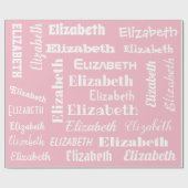 名前をカスタムするの最初のモノグラムのピンクの白のギフト ラッピングペーパー (フラット)