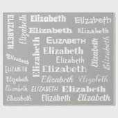 名前をカスタムするの最初のモノグラムの灰色白のギフト ラッピングペーパー (フラット)