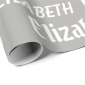 名前をカスタムするの最初のモノグラムの灰色白のギフト ラッピングペーパー (ロールコーナー)