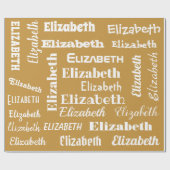 名前をカスタムするの最初のモノグラムの金ゴールドの白のギフト ラッピングペーパー (フラット)