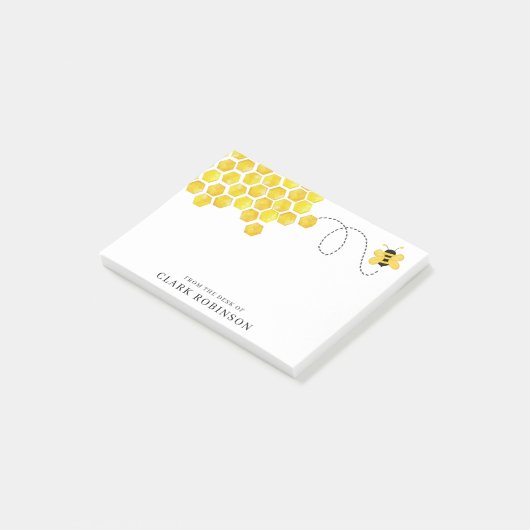 名前をカスタムするの机から水色の蜂はちみつ ポストイット (アングル)