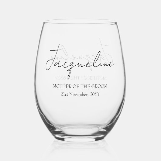 名前をカスタムするの母の新郎 ステムなしワイングラス (裏面)