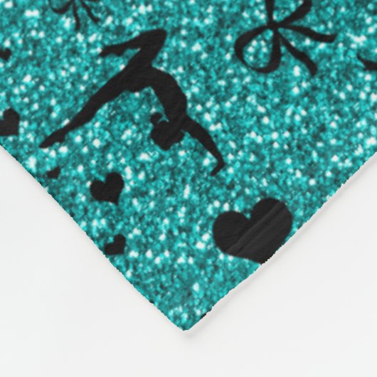 名前をカスタムするの水のグリッターの体操の紫色の弓 フリースブランケット (角)