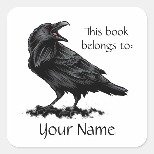 名前をカスタムするの水彩彫刻の鳥の自然アート スクエアシール (正面)