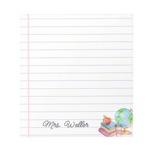 名前をカスタムするの水彩画の書籍、アップル&グローブデザイン ノートパッド (正面)