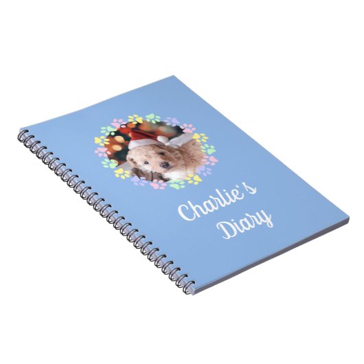 名前をカスタムするの淡いブルーのかわいい足ペットの日記 ノートブック (右側)