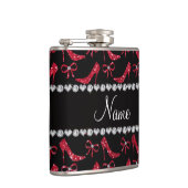 名前をカスタムするの深紅のグリッターのハイヒールの弓 フラスク (右)
