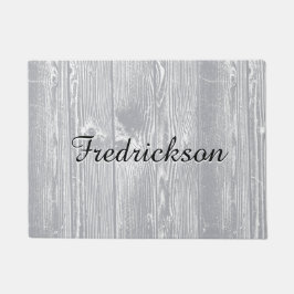 名前をカスタムするの灰色の木製パターン ドアマット