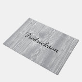 名前をカスタムするの灰色の木製パターン ドアマット (アングル)