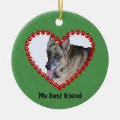 名前をカスタムするの犬の手のプリントの両面 セラミックオーナメント (正面)