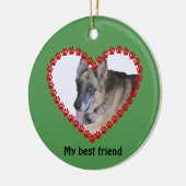 名前をカスタムするの犬の手のプリントの両面 セラミックオーナメント (左)