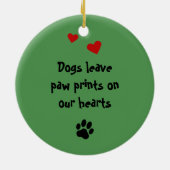 名前をカスタムするの犬の手のプリントの両面 セラミックオーナメント (裏面)