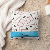 名前をカスタムするの白いアイスホッケー用スティックのパックの網 クッション (ブランケット)