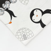名前をカスタムするの白いペンギンのイグルーの雪片 フリースブランケット (角)