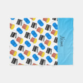 名前をカスタムするの白いポップコーン映画チケットの行為の印 フリースブランケット (正面(横))