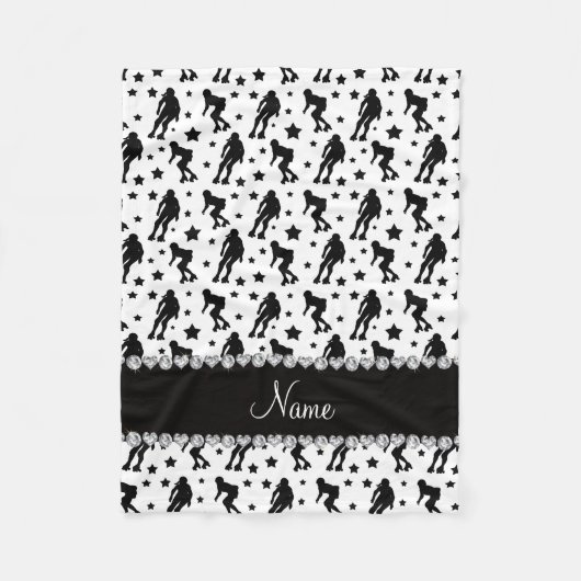 名前をカスタムするの白いローラーのダービーの星 フリースブランケット (正面)